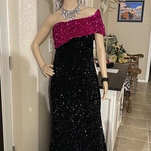 Black and Pink sequin gown